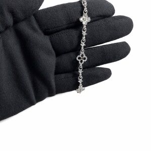 Silver Floral Link Bracelet - Sparkling Crystal Accents